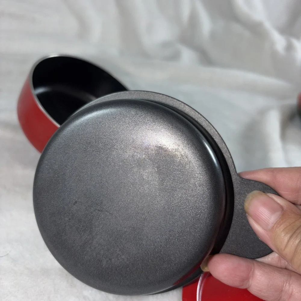Red Mini non-stick cookware set Personal size‎ Dorm room baby food space saver